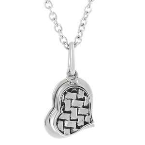    Stainless Steel Woven Pattern with Cut out Heart Necklace Jewelry