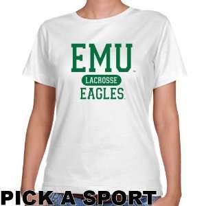 Eastern Michigan Eagles Ladies White Custom Sport Classic Fit T shirt 