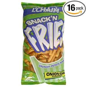 Chaim Snacks, Snack N Fries   Onion & Garlic, 5 Ounce (Pack of 16 