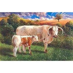  Longhorn Cow And Calf by James Lynch 28x20