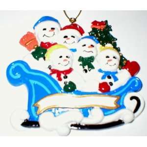 Custom Personalized 5 Name Family Snowman Christmas Holiday Ornament