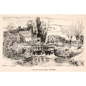  1925 Wood Engraving Grange Mill Bidford England River 