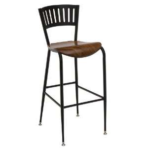  Cafe Stool with Wood Seat and Steel Frame Dark Cherry Seat 