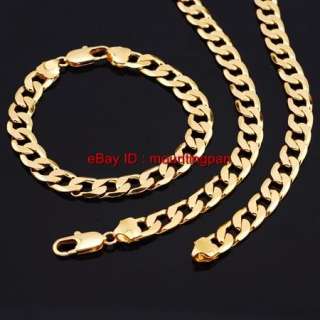 Mens 18k Yellow gold filled necklace Curb chain Necklace/bracelet 