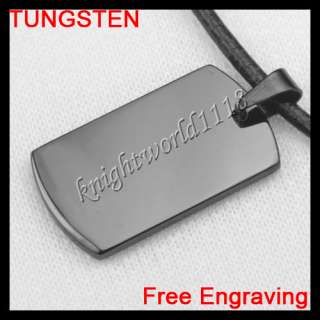Custom Engrave Black Tungsten Carbide Dog Tag Pendant  