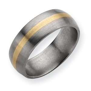   Gold Inlay 8mm Brushed Comfort Fit Wedding Band (Size 9 1/2): Jewelry
