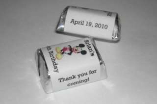 60 MINNIE OR MICKEY MOUSE BIRTHDAY CANDY WRAPPER FAVORS  