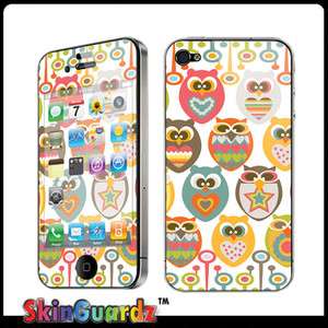Cute Owl White Vinyl Case Decal Skin Cover Apple iPhone 4 / 4s 