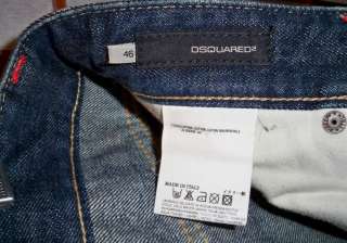 DSQUARED 2 JEANS LEATHER ITALY 08 DENIM FADED RUNWAY DESIGNER MENS 46 