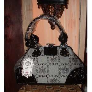   Designer Framed Satchel Tote Handbag Purse Gray 