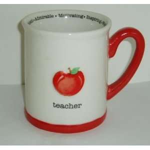  Teacher Coffee / Tea Mug with Red Apple & Motivatin rim by 
