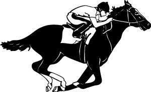 HORSE RACING JOCKEY STICKER/DECAL CHOOSE SIZE/COLOR  