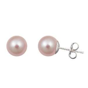  6 6.5mm Pink Freshwater Pearl Stud Earring AAA Round 