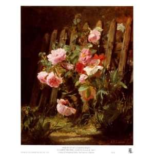   by a Garden Fence by Alfred frederic Lauron 22x28: Kitchen & Dining