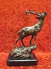Art Deco 100% Bronze Sculpture Statue Buck Deer Elk St