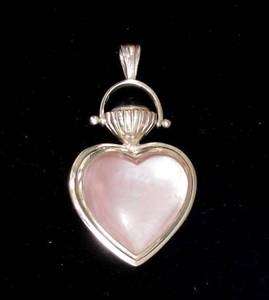   Sterling Silver Black Onyx Pink MOP Reversible Day Night Heart Pendant