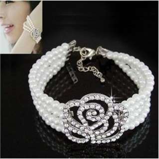 New Korea Hot Delicate Rose 4 Layer Pearl Bracelet k11 great gift 