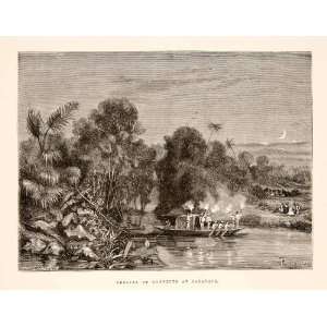  1875 Wood Engraving Sarayacu River Rainforest Converts 