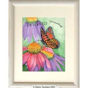    Monarch on Cone Flowers with Frame by Nancy DeJesus