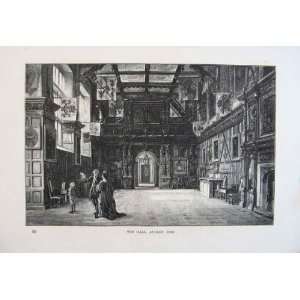  Hall Audley End Antique Old Print England Fine Art 1878 