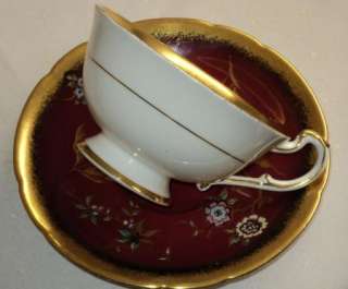 Paragon DEEP GARNET Red RICH GOLD Tea cup and saucer  