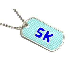  5k Blue   Running Military Dog Tag Keychain Automotive