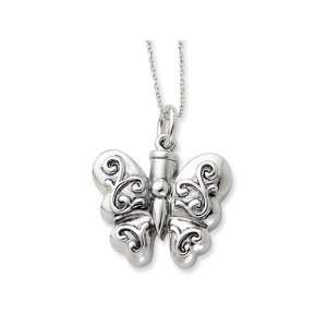 Sentimental Expressions(tm) Sterling Silver Antiqued Butterfly Ash 