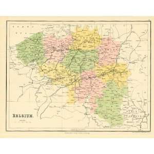  Bartholomew 1858 Antique Map of Belgium