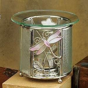    Pink Dragonfly Wire Design Glass Oil Burner: Home & Kitchen