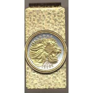   Tone Gold on Silver World Coin Hinged Money Clip