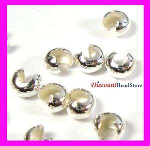 2mm 925 Sterling Silver CRIMP BEAD COVERs 50 pcs F033  