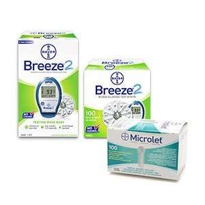 Bayer Breeze 2 Diabetes Monitoring Kit Combo (Meter Kit, Breeze2 Test 