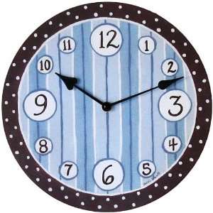  Sherri Blum Blue and Brown Wooden Wall Clock: Home 