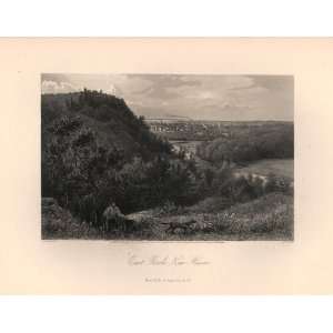  1873 Antique Engraving of Hunts East Rock, New Haven by 