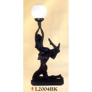  SET OF 2 MAN HOLDING WOMAN TABLE LAMPS IN BLACK