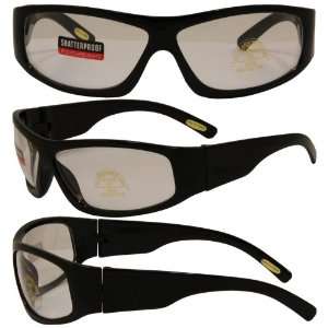   Glossy Black Frame Sunglasses Clear Lenses By Birdz: Automotive