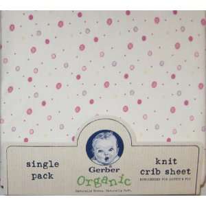    Gerber Organic Knit Fitted Crib Sheet Pink Polka Dots Baby