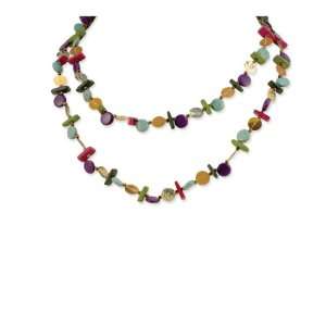 Color Coconut Acrylic Bead Sequin Slip on Long Necklace