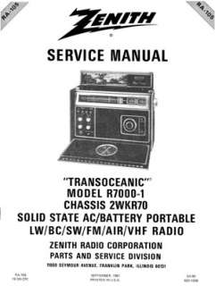 Zenith Trans Oceanic R7000 1 service manual »R²  