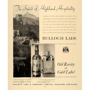 1935 Ad Bulloch Lade Rarity Gold Label Whisky Castle   Original Print 