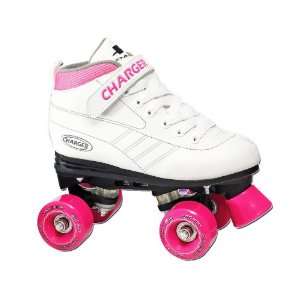  Pacer Charger White Boots with Pink Wheels Girls Boys Kids 