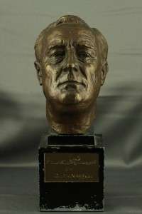 Vintage Art FDR Franklin Roosevelt Bronze Head Bust & Base Jo Davidson 