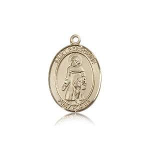 14kt Gold St. Saint Peregrine Laziosi Medal 1 x 3/4 Inches 7088KT No 