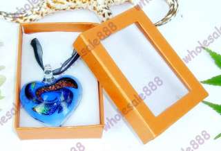 Wholesale 12boxes dichroic heart lampwork glass pendant necklaces $28 
