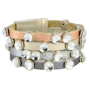   Row Leather and Glass Studded RockStar Bracelet by Heet Jewelry