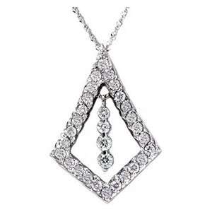 White Gold .65CT Fancy Womens Diamond Dangle Pendant 