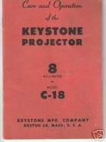 KEYSTONE C 18 8 Millimeter Movie Projector Instructions Manual  