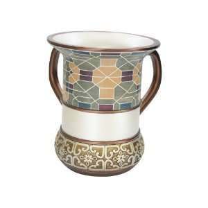   Polyresin Washing Cup in White with Mosaic Pattern 