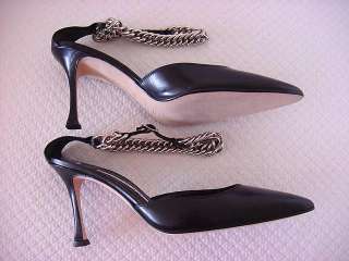 MANOLO BLAHNIK Shoe Bold Chain Ankle Strap 5.5 NEW  