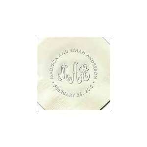  Embossed Monogrammed Wedding Napkins, Stamp design 
